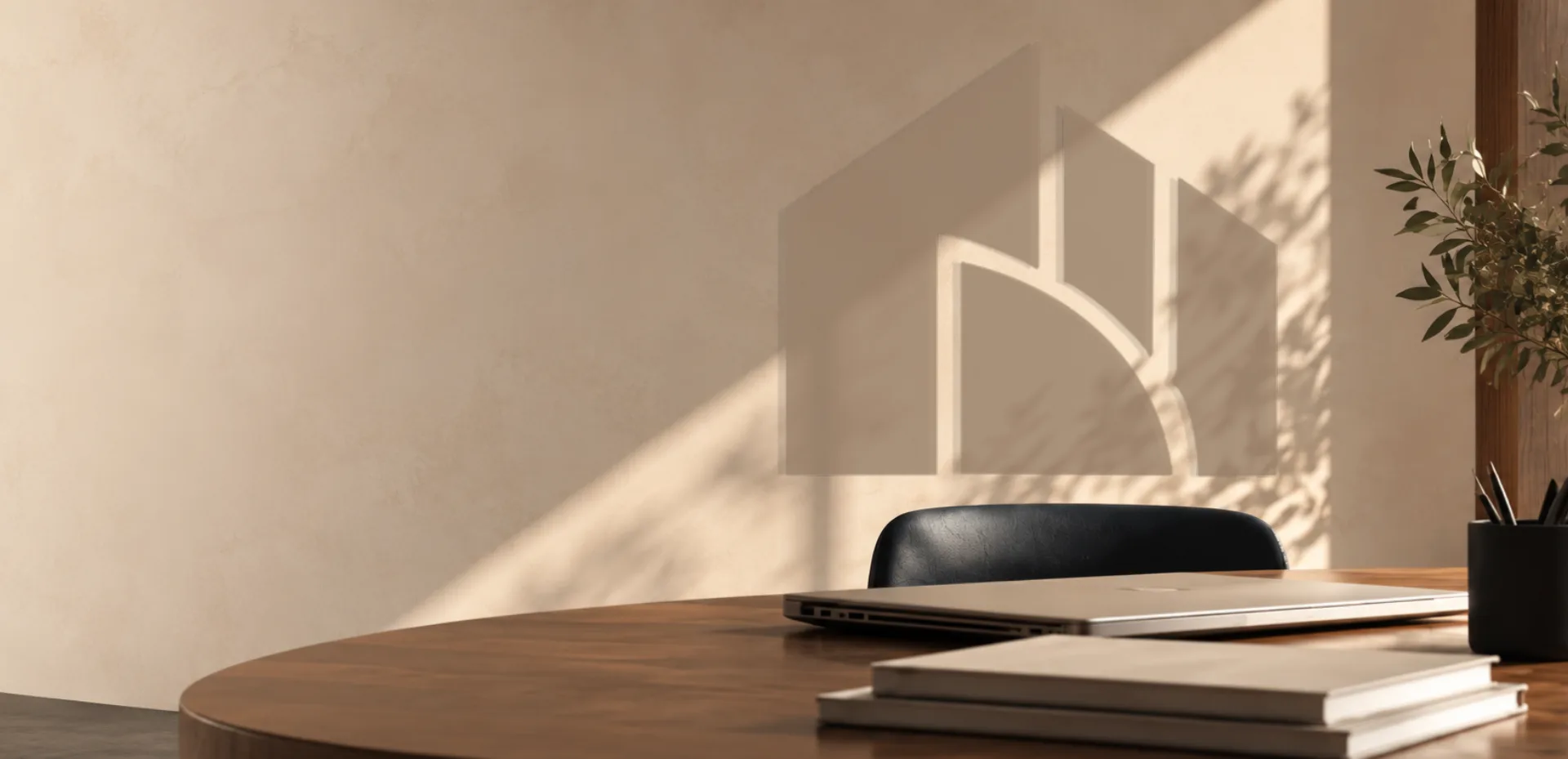 logo dello studio con una sedia e una scrivania, ufficio, laptop